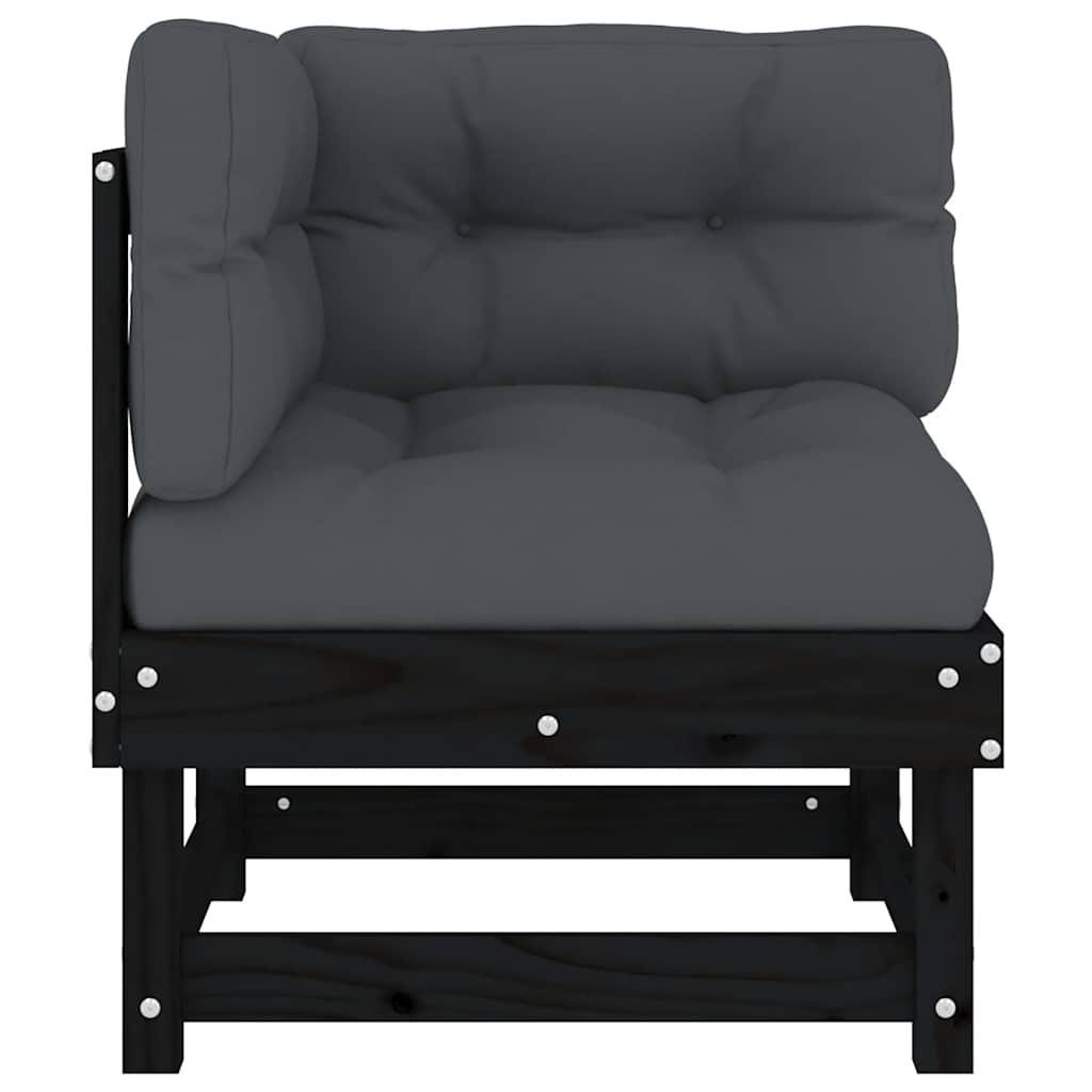 vidaXL Canapele colțar cu perne, 2 buc., negru, lemn masiv de pin vidaXL Canapele colțar cu perne, 2 buc., negru, lemn masiv de pin