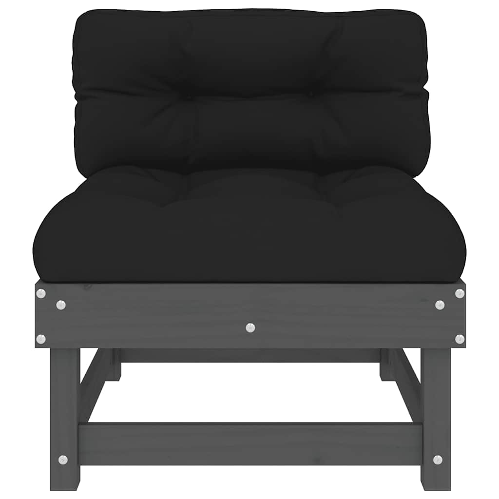vidaXL Canapele de mijloc cu perne, 2 buc., gri, lemn masiv de pin vidaXL Canapele de mijloc cu perne, 2 buc., gri, lemn masiv de pin