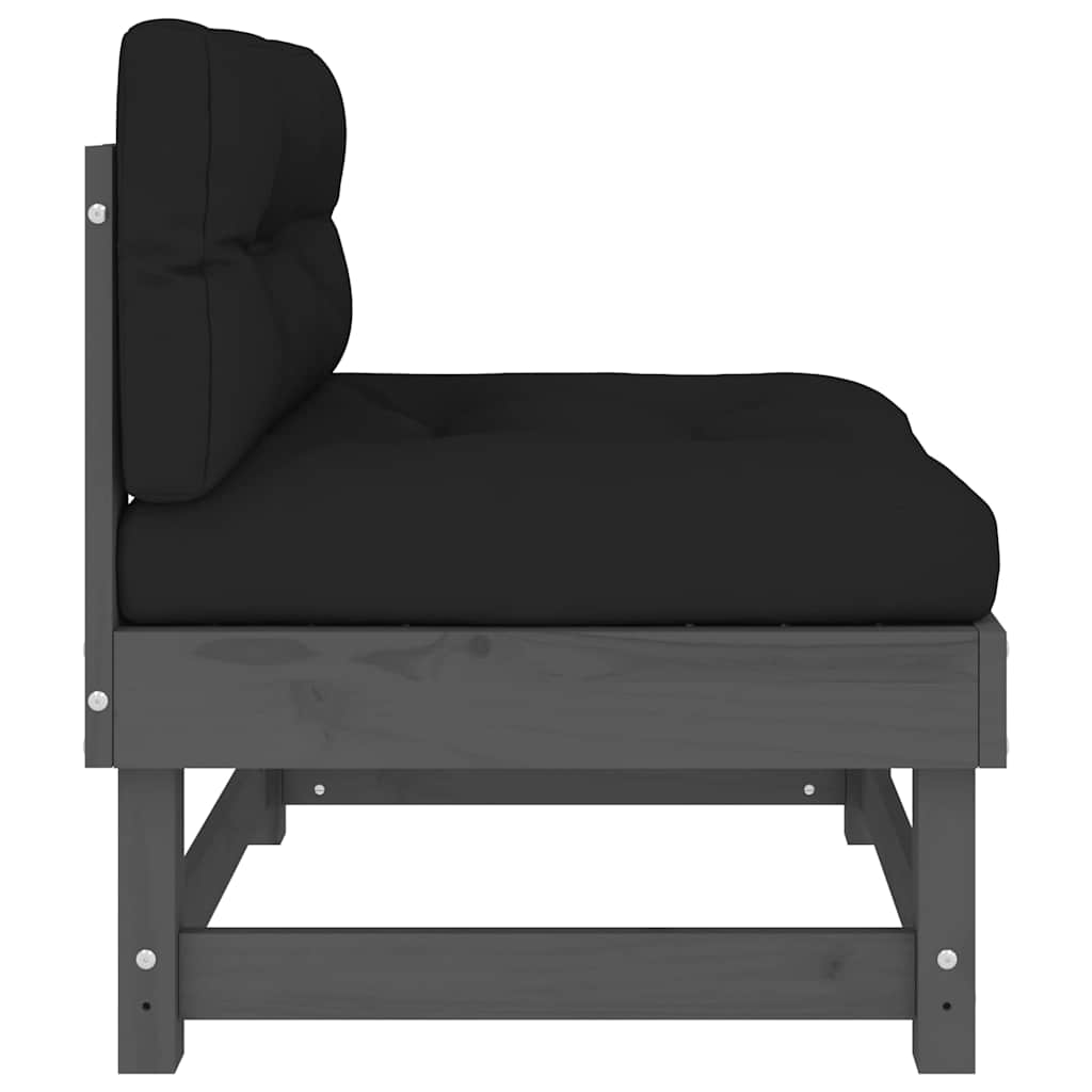 vidaXL Canapele de mijloc cu perne, 2 buc., gri, lemn masiv de pin vidaXL Canapele de mijloc cu perne, 2 buc., gri, lemn masiv de pin