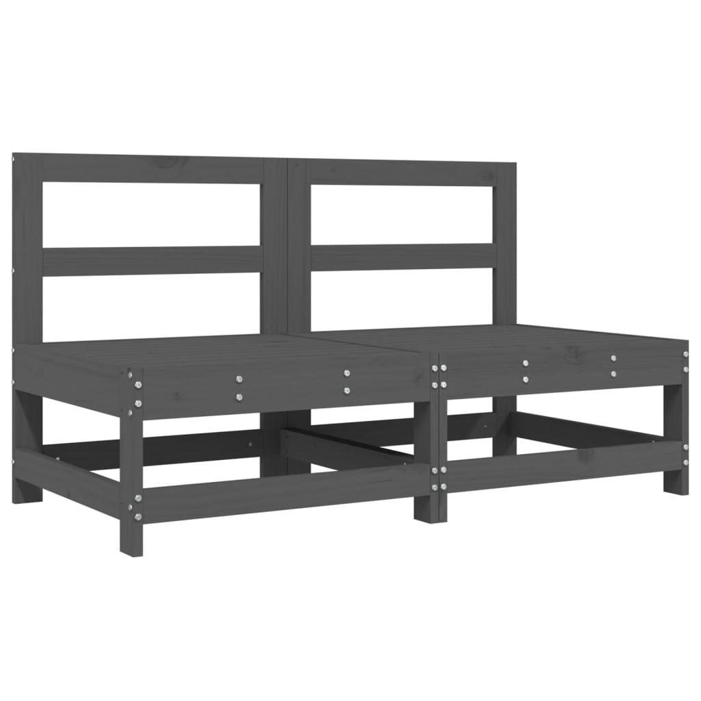 vidaXL Canapele de mijloc pentru grădină, 2 buc., gri, lemn masiv pin vidaXL Canapele de mijloc pentru grădină, 2 buc., gri, lemn masiv pin