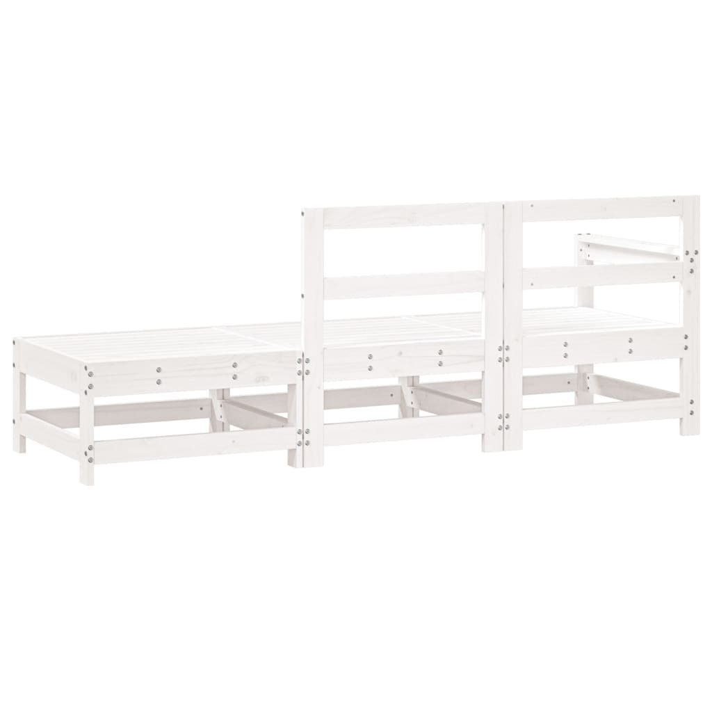 vidaXL Set mobilier de grădină, 3 piese, alb, lemn masiv de pin