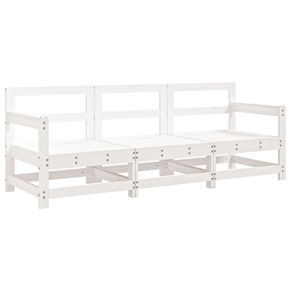 vidaXL Set mobilier de grădină, 3 piese, alb, lemn masiv de pin vidaXL Set mobilier de grădină, 3 piese, alb, lemn masiv de pin
