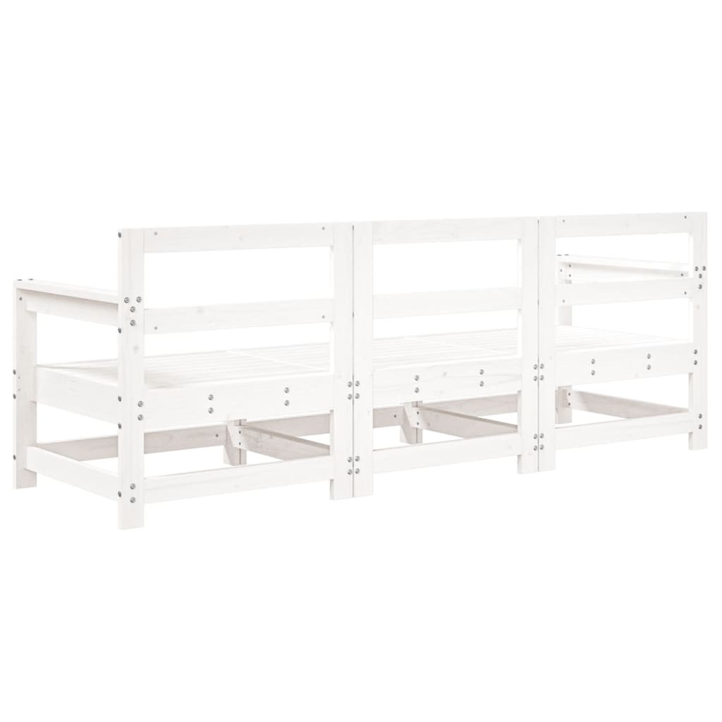 vidaXL Set mobilier de grădină, 3 piese, alb, lemn masiv de pin vidaXL Set mobilier de grădină, 3 piese, alb, lemn masiv de pin