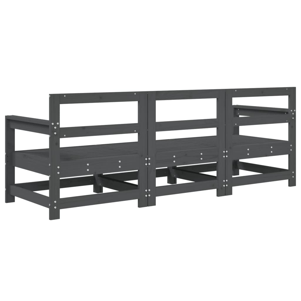 vidaXL Set mobilier de grădină, 3 piese, gri, lemn masiv de pin vidaXL Set mobilier de grădină, 3 piese, gri, lemn masiv de pin
