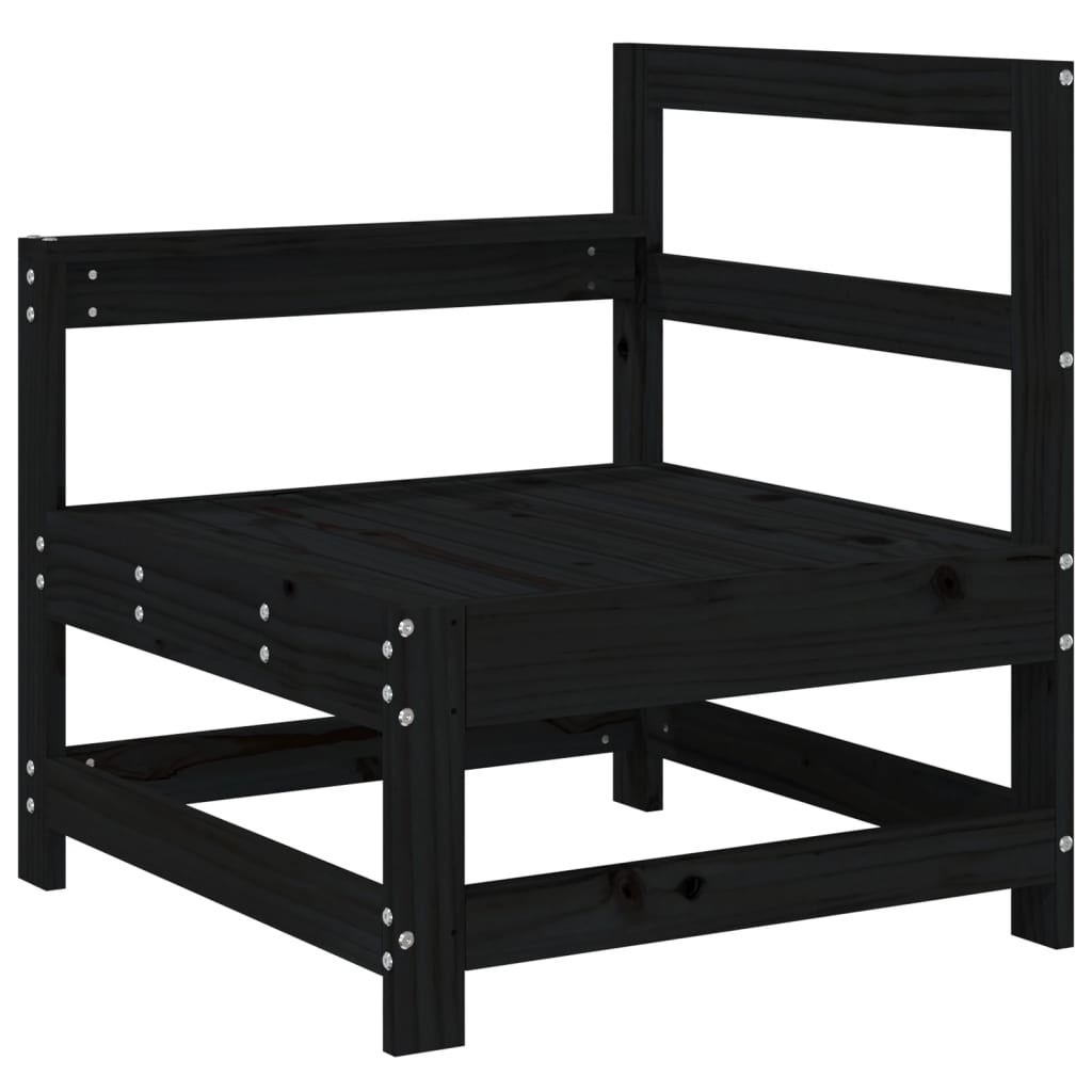 vidaXL Set mobilier de grădină, 3 piese, negru, lemn masiv pin