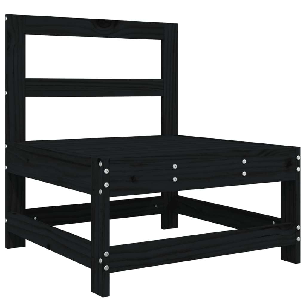 vidaXL Set mobilier de grădină, 3 piese, negru, lemn masiv pin