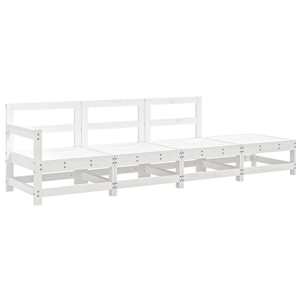 vidaXL Set mobilier relaxare de grădină, 4 piese, alb, lemn masiv pin vidaXL Set mobilier relaxare de grădină, 4 piese, alb, lemn masiv pin