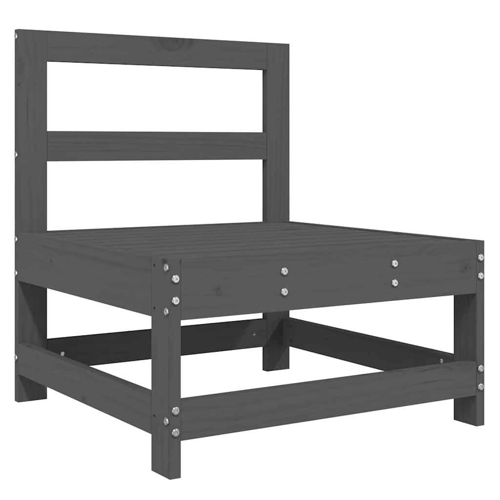 vidaXL Canapea de mijloc cu perne, gri, lemn masiv de pin