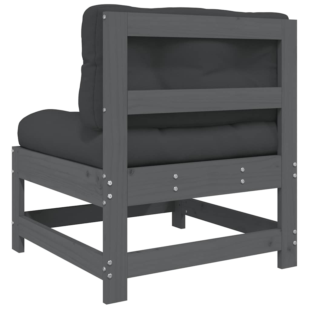 vidaXL Canapea de mijloc cu perne, gri, lemn masiv de pin
