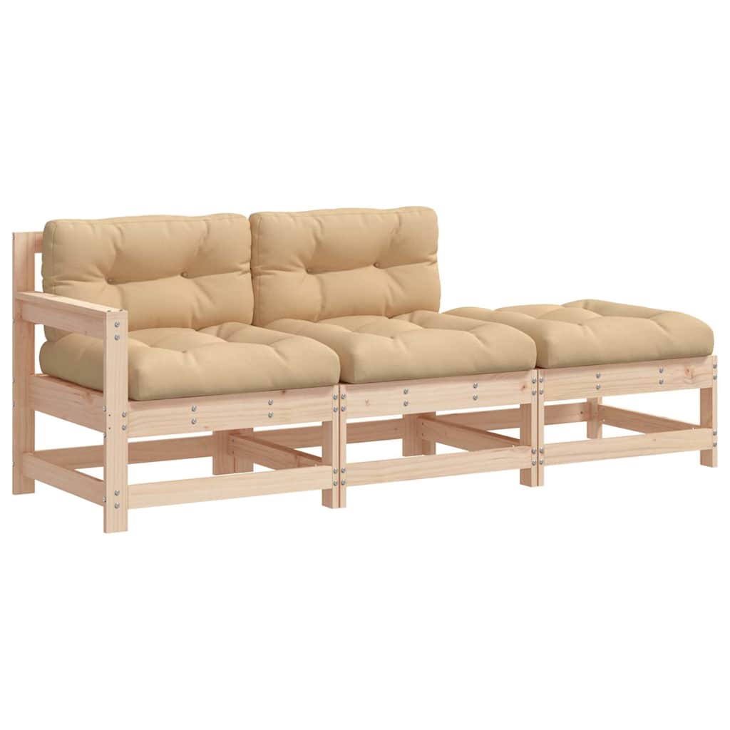 vidaXL Set mobilier de grădină cu perne, 3 piese, lemn masiv vidaXL Set mobilier de grădină cu perne, 3 piese, lemn masiv