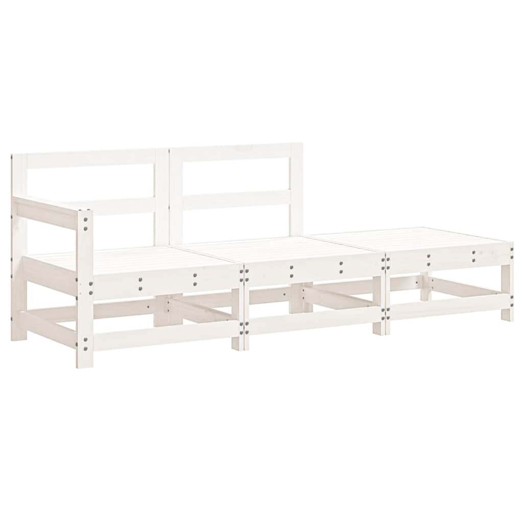 vidaXL Set mobilier de grădină cu perne, 3 piese, alb, lemn masiv vidaXL Set mobilier de grădină cu perne, 3 piese, alb, lemn masiv
