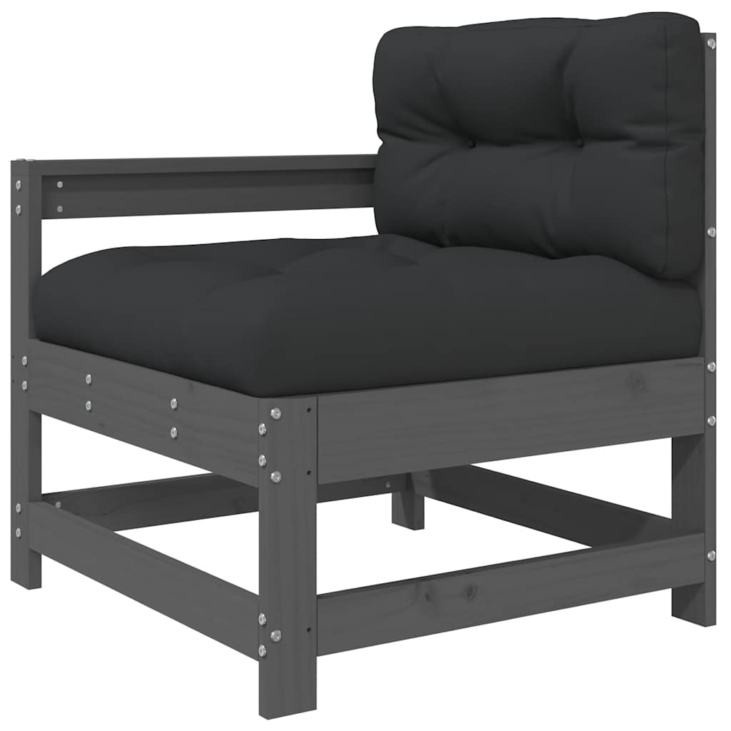 vidaXL Set mobilier de grădină cu perne, 3 piese, gri, lemn masiv vidaXL Set mobilier de grădină cu perne, 3 piese, gri, lemn masiv