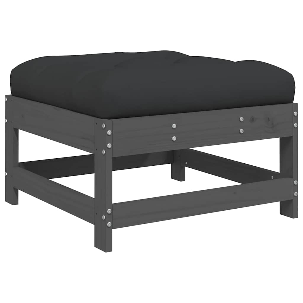 vidaXL Set mobilier de grădină cu perne, 3 piese, gri, lemn masiv vidaXL Set mobilier de grădină cu perne, 3 piese, gri, lemn masiv