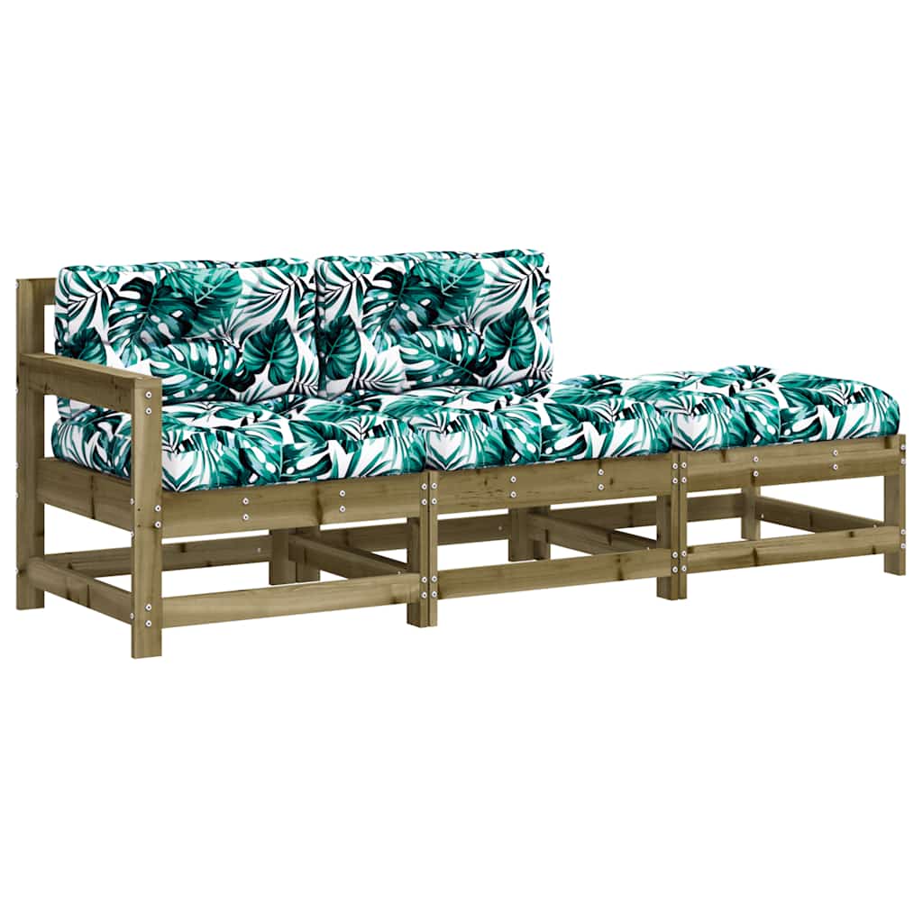 vidaXL Set mobilier de grădină cu perne, 3 piese, lemn de pin tratat vidaXL Set mobilier de grădină cu perne, 3 piese, lemn de pin tratat