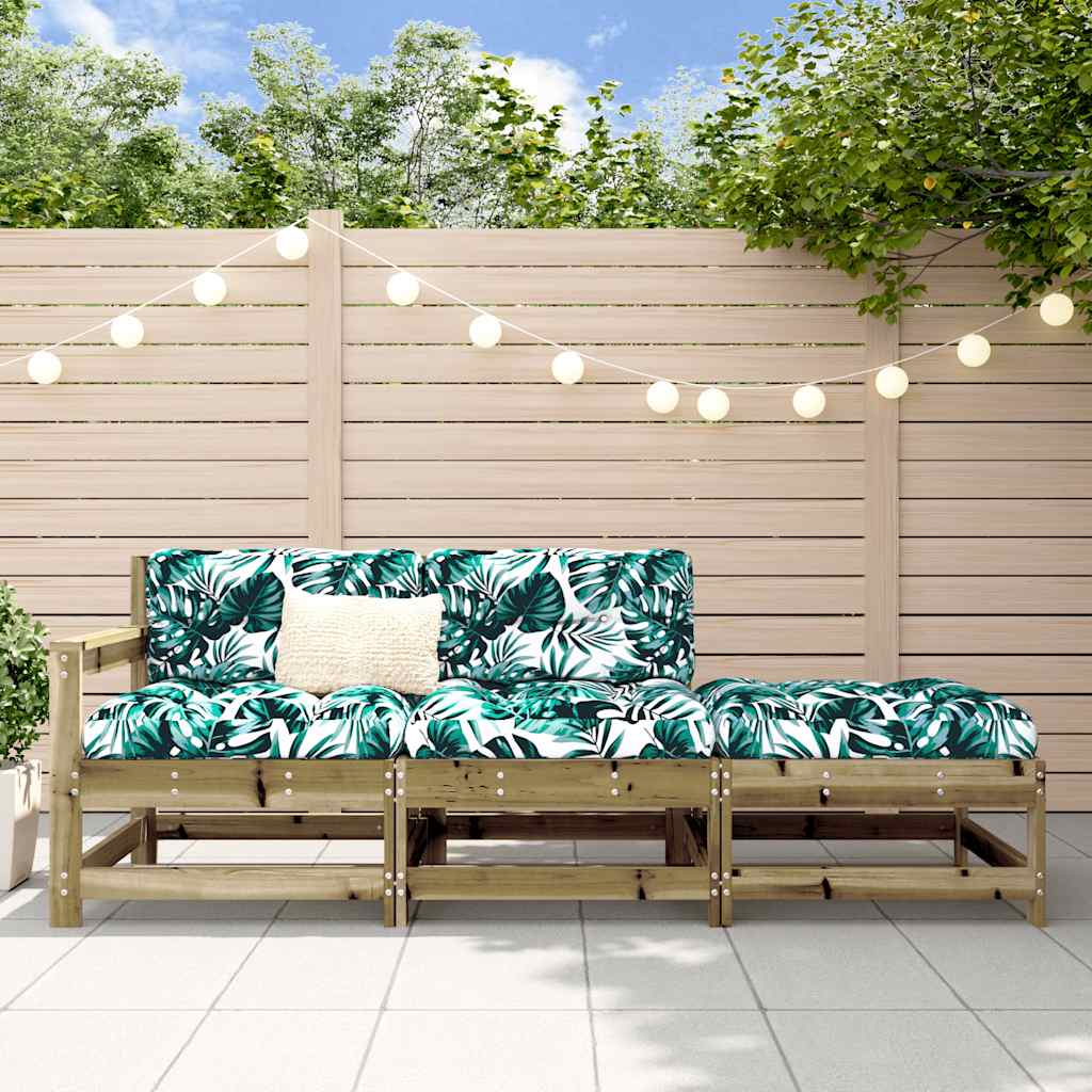 vidaXL Set mobilier de grădină cu perne, 3 piese, lemn de pin tratat vidaXL Set mobilier de grădină cu perne, 3 piese, lemn de pin tratat