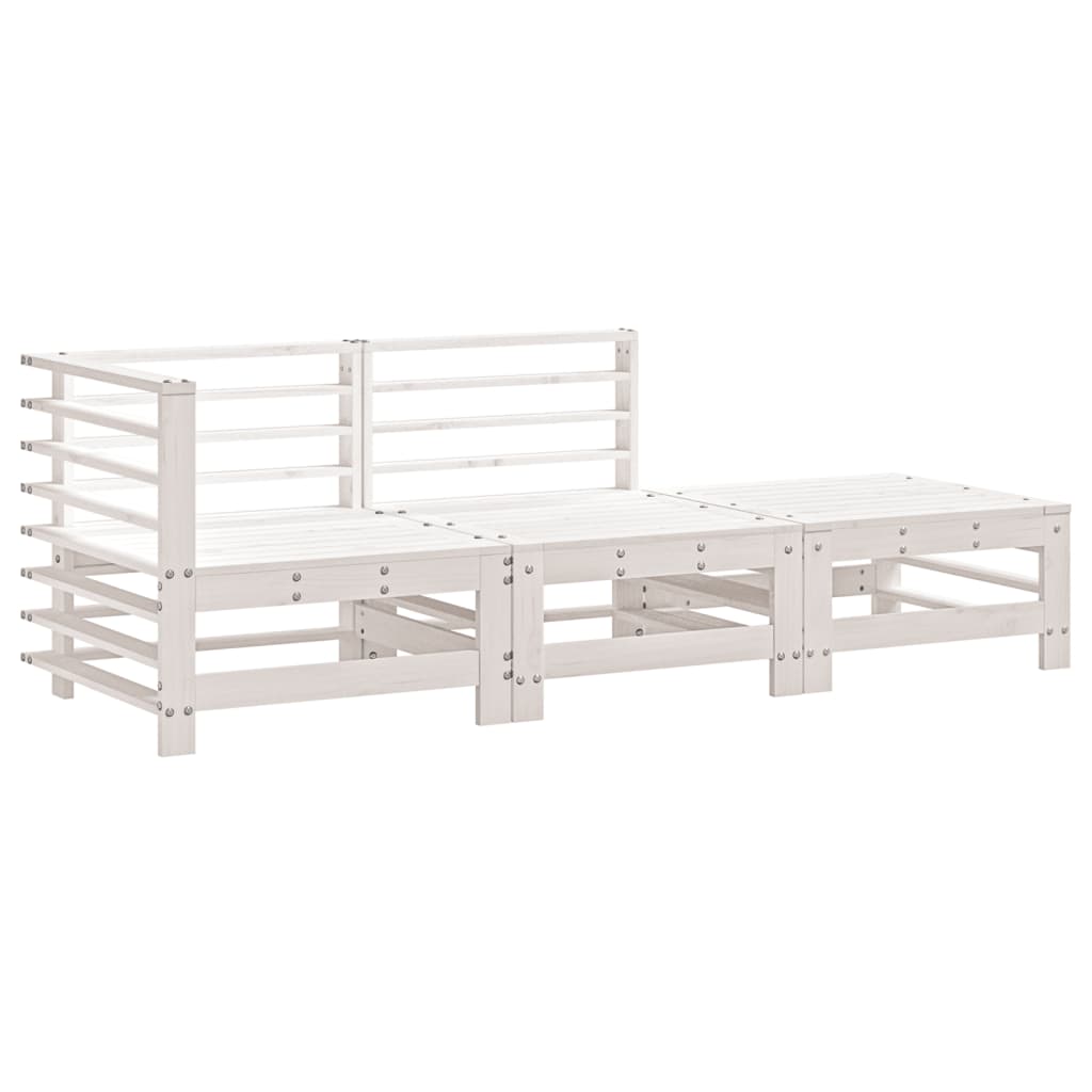 vidaXL Set mobilier de grădină, 3 piese, alb, lemn masiv de pin vidaXL Set mobilier de grădină, 3 piese, alb, lemn masiv de pin