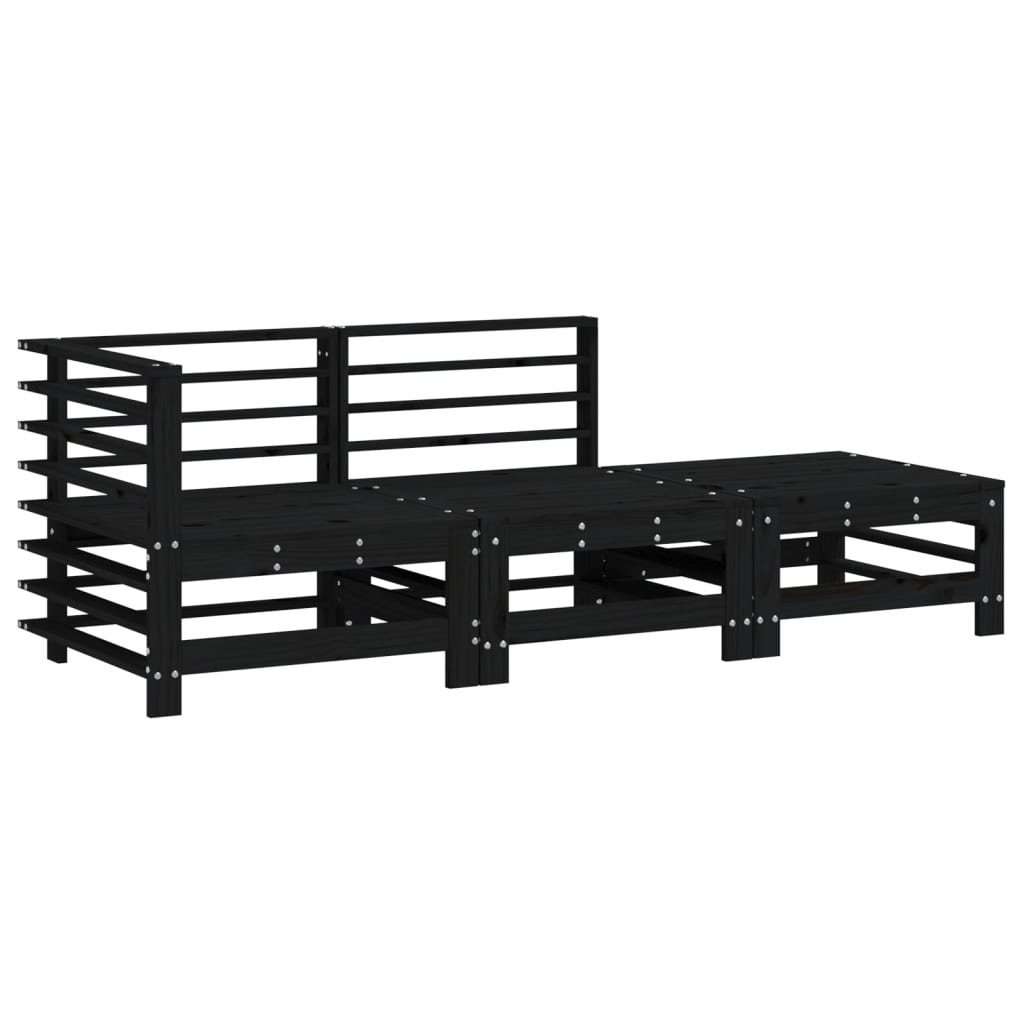 vidaXL Set mobilier de grădină, 3 piese, negru, lemn masiv pin vidaXL Set mobilier de grădină, 3 piese, negru, lemn masiv pin