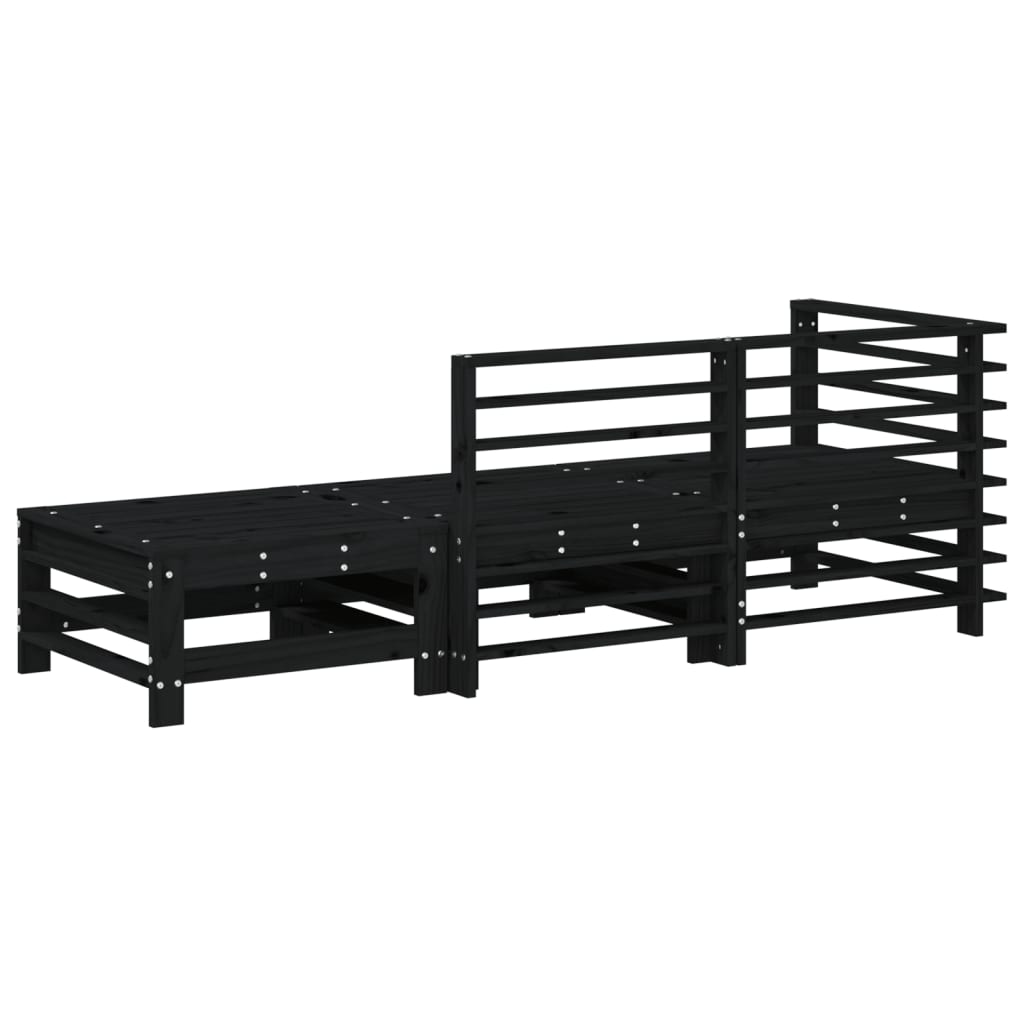 vidaXL Set mobilier de grădină, 3 piese, negru, lemn masiv pin vidaXL Set mobilier de grădină, 3 piese, negru, lemn masiv pin