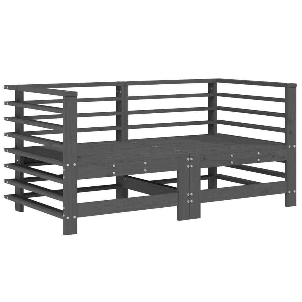 vidaXL Canapele colțar cu perne, 2 buc., gri, lemn masiv de pin vidaXL Canapele colțar cu perne, 2 buc., gri, lemn masiv de pin