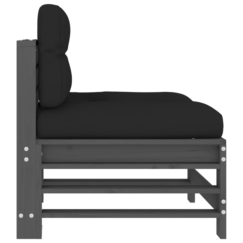 vidaXL Canapele de mijloc cu perne, 2 buc., gri, lemn masiv de pin vidaXL Canapele de mijloc cu perne, 2 buc., gri, lemn masiv de pin