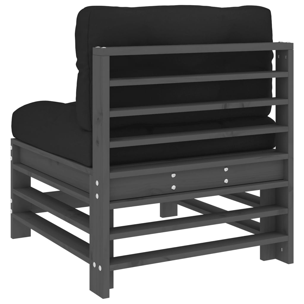 vidaXL Canapele de mijloc cu perne, 2 buc., gri, lemn masiv de pin vidaXL Canapele de mijloc cu perne, 2 buc., gri, lemn masiv de pin