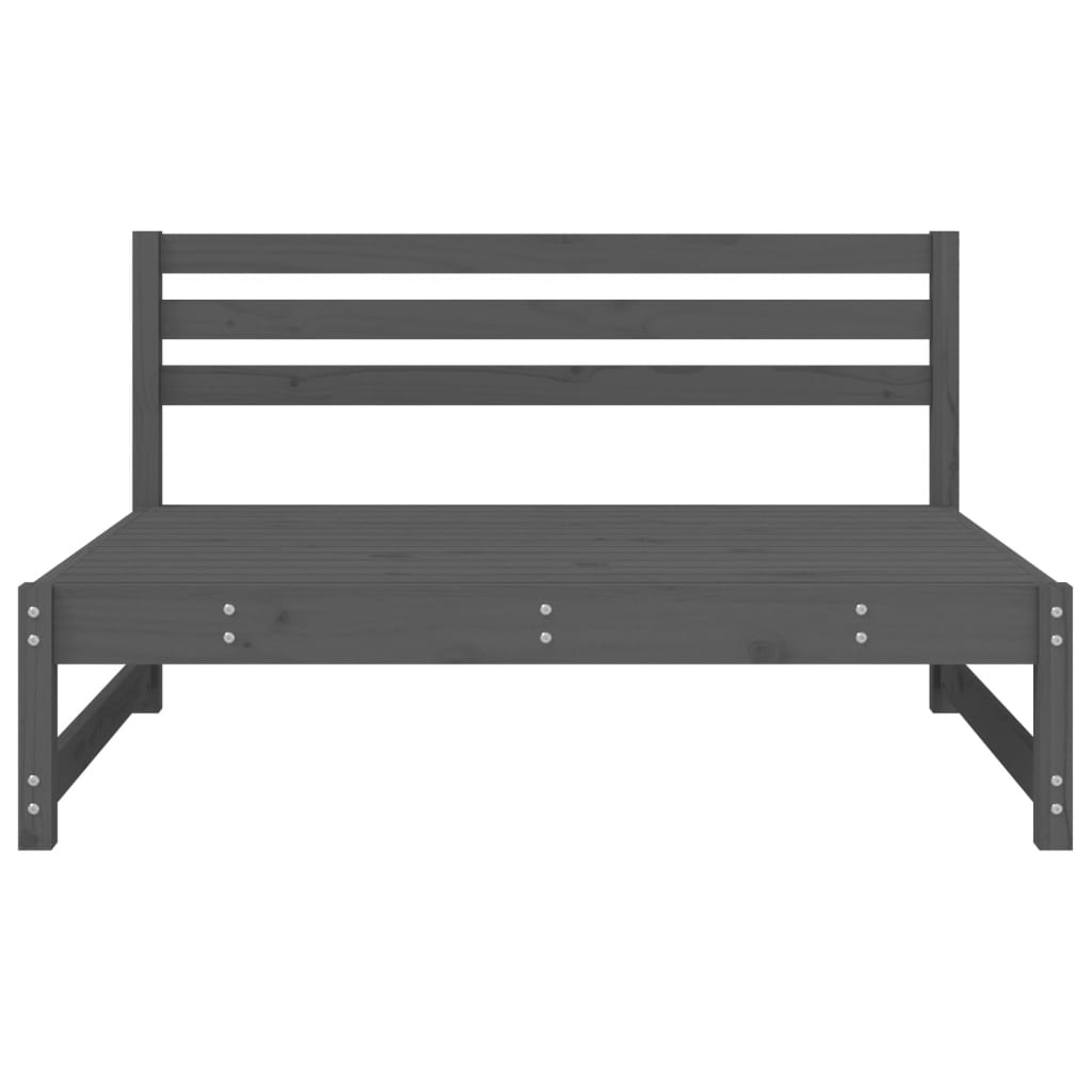 vidaXL Canapea de mijloc de grădină, gri, 120x80 cm, lemn masiv pin