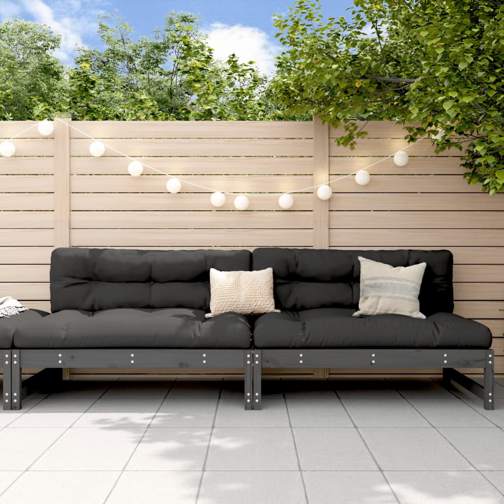 vidaXL Canapele de mijloc grădină 2 buc. gri 120x80 cm lemn masiv pin vidaXL Canapele de mijloc grădină 2 buc. gri 120x80 cm lemn masiv pin