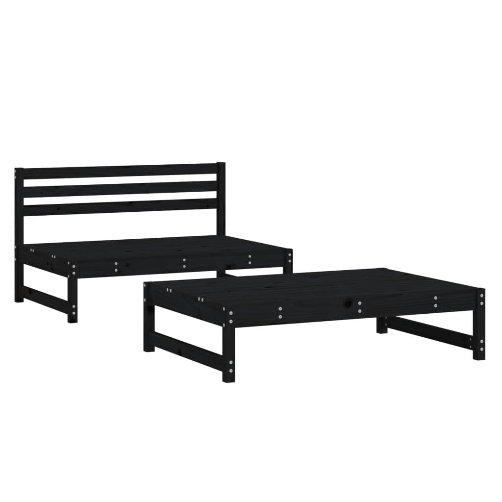 vidaXL Set mobilier relaxare grădină, 2 piese, negru, lemn masiv pin vidaXL Set mobilier relaxare grădină, 2 piese, negru, lemn masiv pin