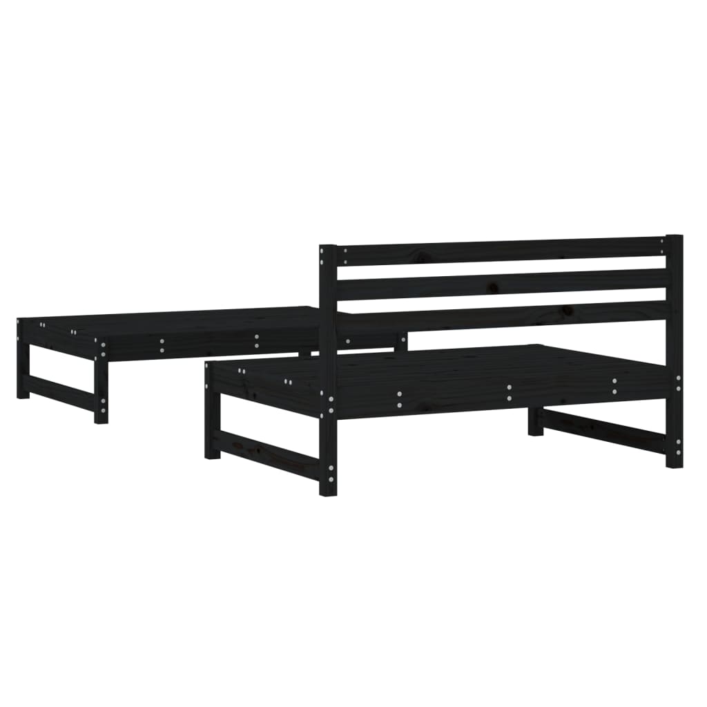 vidaXL Set mobilier relaxare grădină, 2 piese, negru, lemn masiv pin vidaXL Set mobilier relaxare grădină, 2 piese, negru, lemn masiv pin