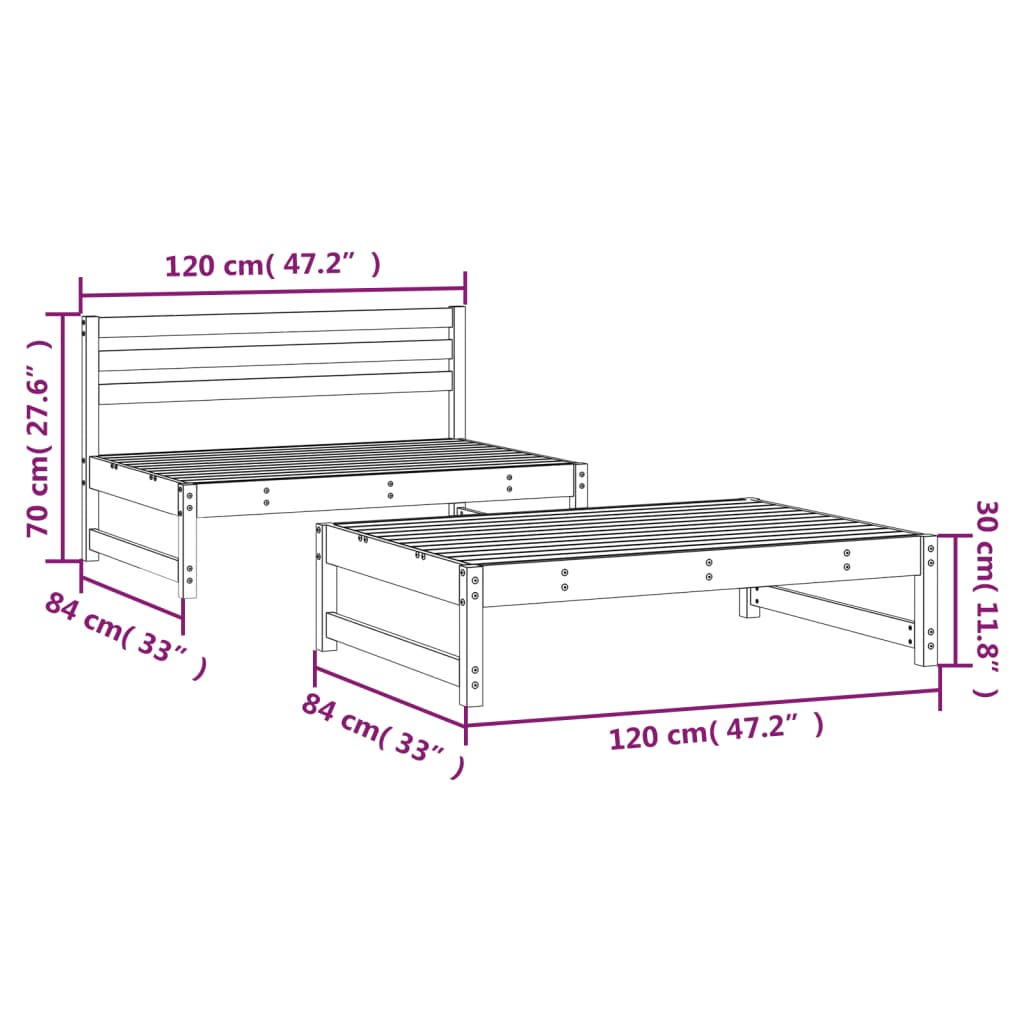 vidaXL Set mobilier relaxare grădină, 2 piese, lemn masiv Douglas vidaXL Set mobilier relaxare grădină, 2 piese, lemn masiv Douglas