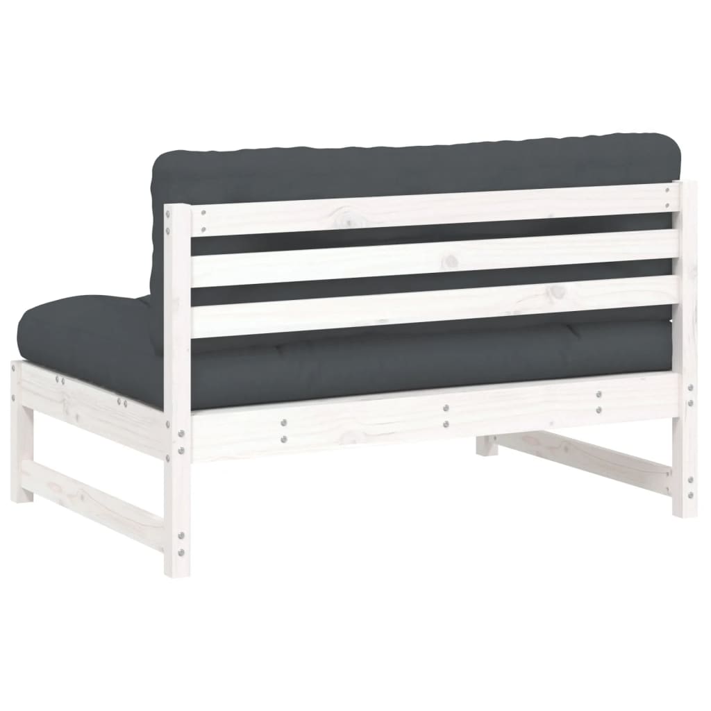 vidaXL Canapea de mijloc, 120x80 cm, alb, lemn masiv de pin vidaXL Canapea de mijloc, 120x80 cm, alb, lemn masiv de pin