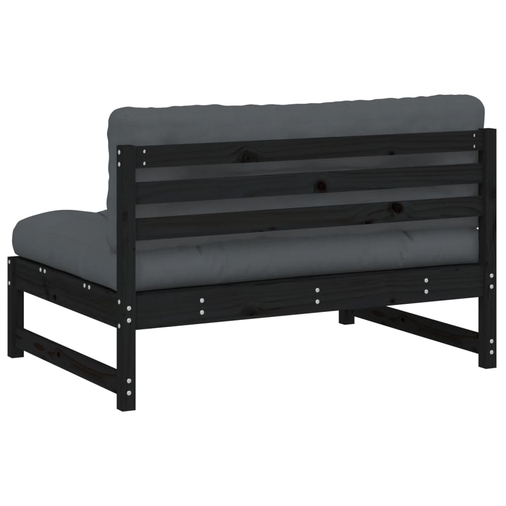 vidaXL Canapea de mijloc, 120x80 cm, negru, lemn masiv de pin vidaXL Canapea de mijloc, 120x80 cm, negru, lemn masiv de pin