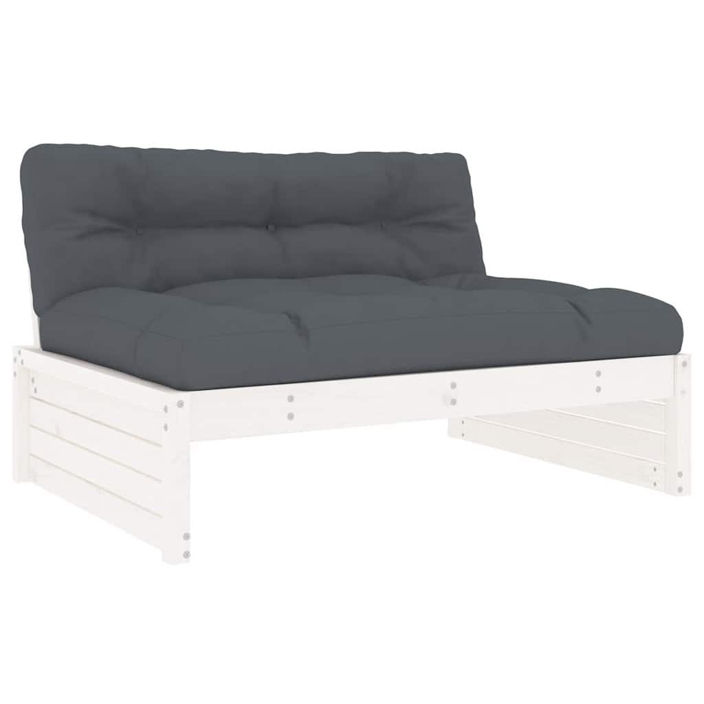 vidaXL Canapea de mijloc, 120x80 cm, alb, lemn masiv de pin vidaXL Canapea de mijloc, 120x80 cm, alb, lemn masiv de pin