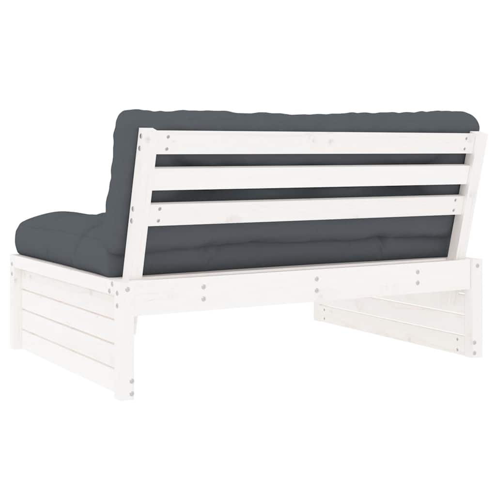 vidaXL Canapea de mijloc, 120x80 cm, alb, lemn masiv de pin vidaXL Canapea de mijloc, 120x80 cm, alb, lemn masiv de pin
