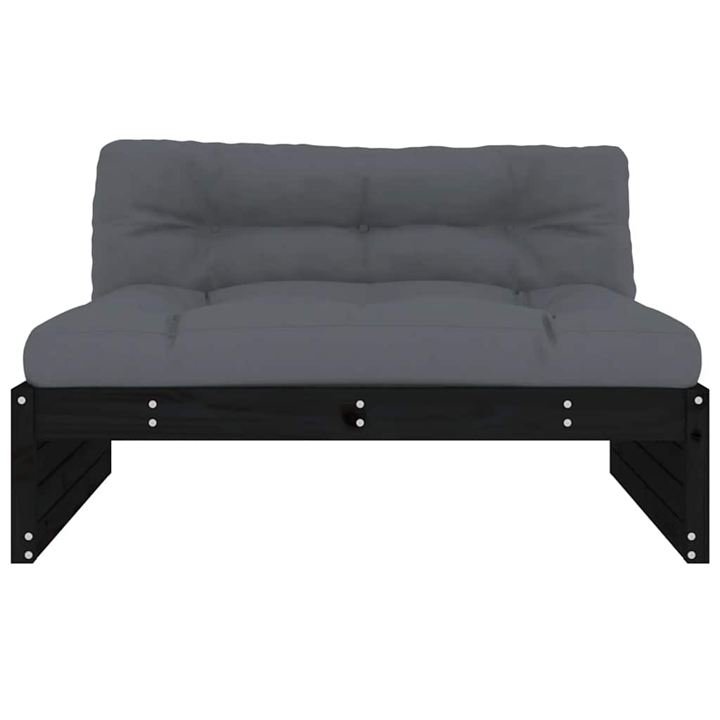 vidaXL Canapea de mijloc, 120x80 cm, negru, lemn masiv de pin vidaXL Canapea de mijloc, 120x80 cm, negru, lemn masiv de pin