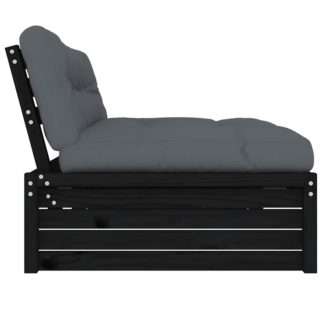 vidaXL Canapea de mijloc, 120x80 cm, negru, lemn masiv de pin vidaXL Canapea de mijloc, 120x80 cm, negru, lemn masiv de pin