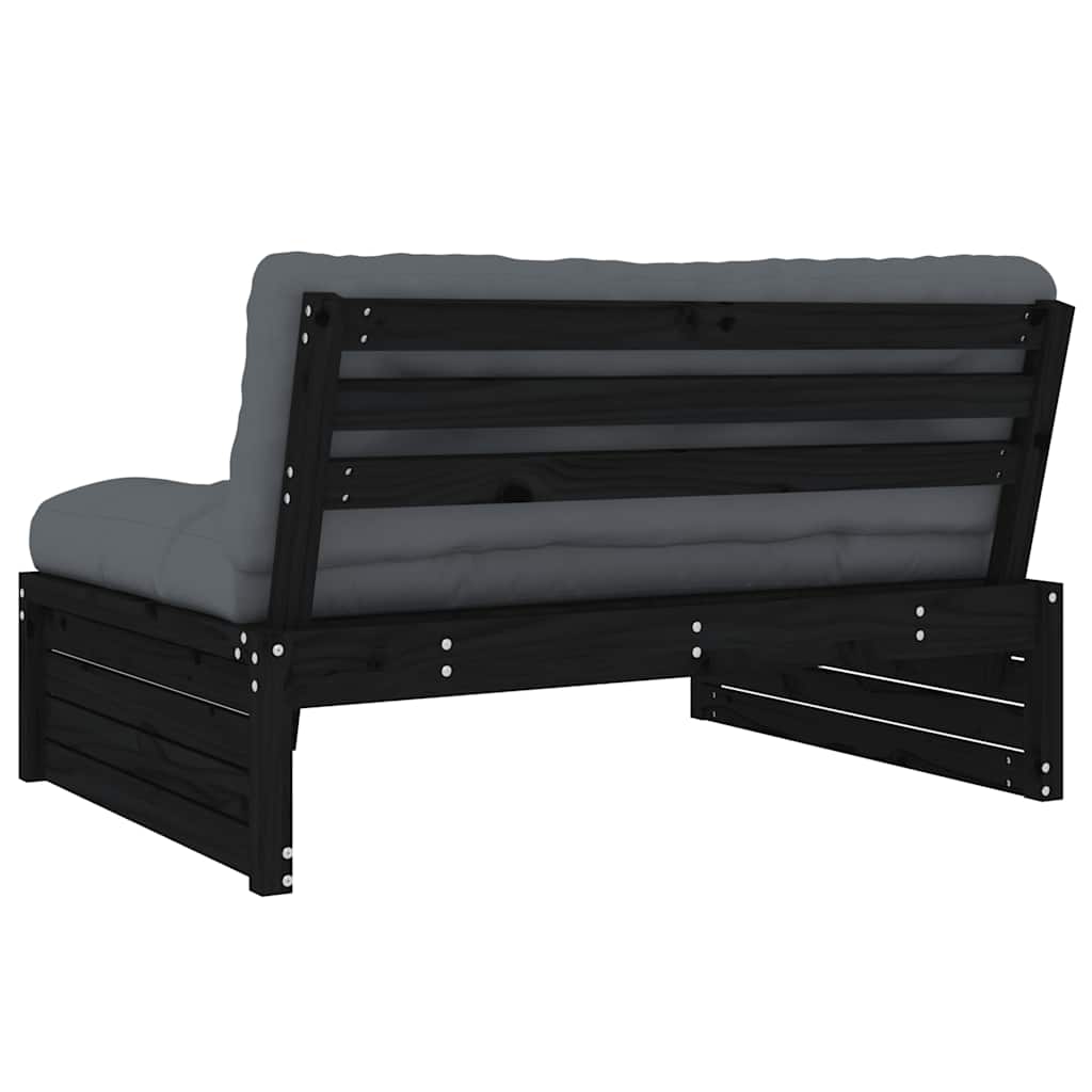 vidaXL Canapea de mijloc, 120x80 cm, negru, lemn masiv de pin vidaXL Canapea de mijloc, 120x80 cm, negru, lemn masiv de pin
