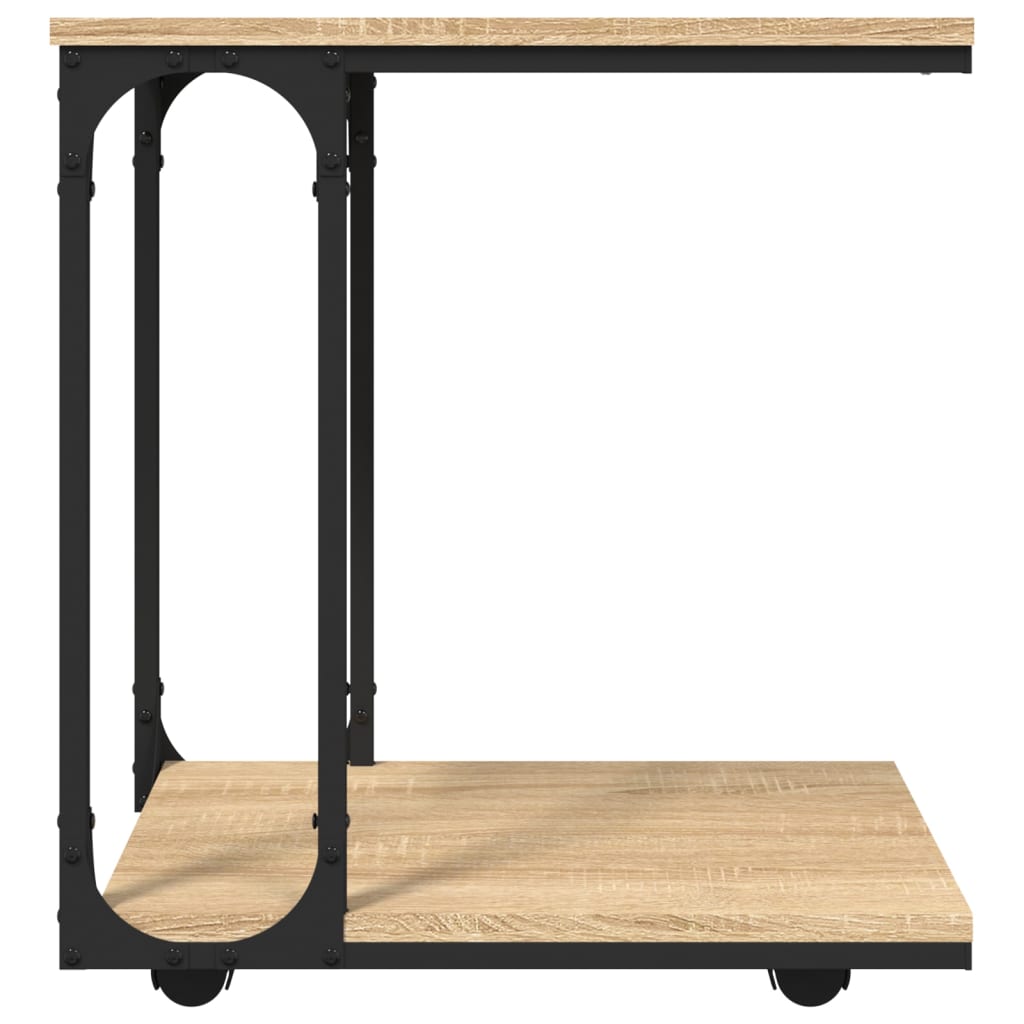 vidaXL Masă laterală cu roți stejar sonoma 50x35x55,5cm lemn prelucrat vidaXL Masă laterală cu roți stejar sonoma 50x35x55,5cm lemn prelucrat