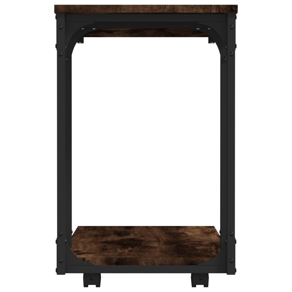 vidaXL Masă laterală cu roți stejar fumuriu 50x35x55,5cm lemn compozit vidaXL Masă laterală cu roți stejar fumuriu 50x35x55,5cm lemn compozit
