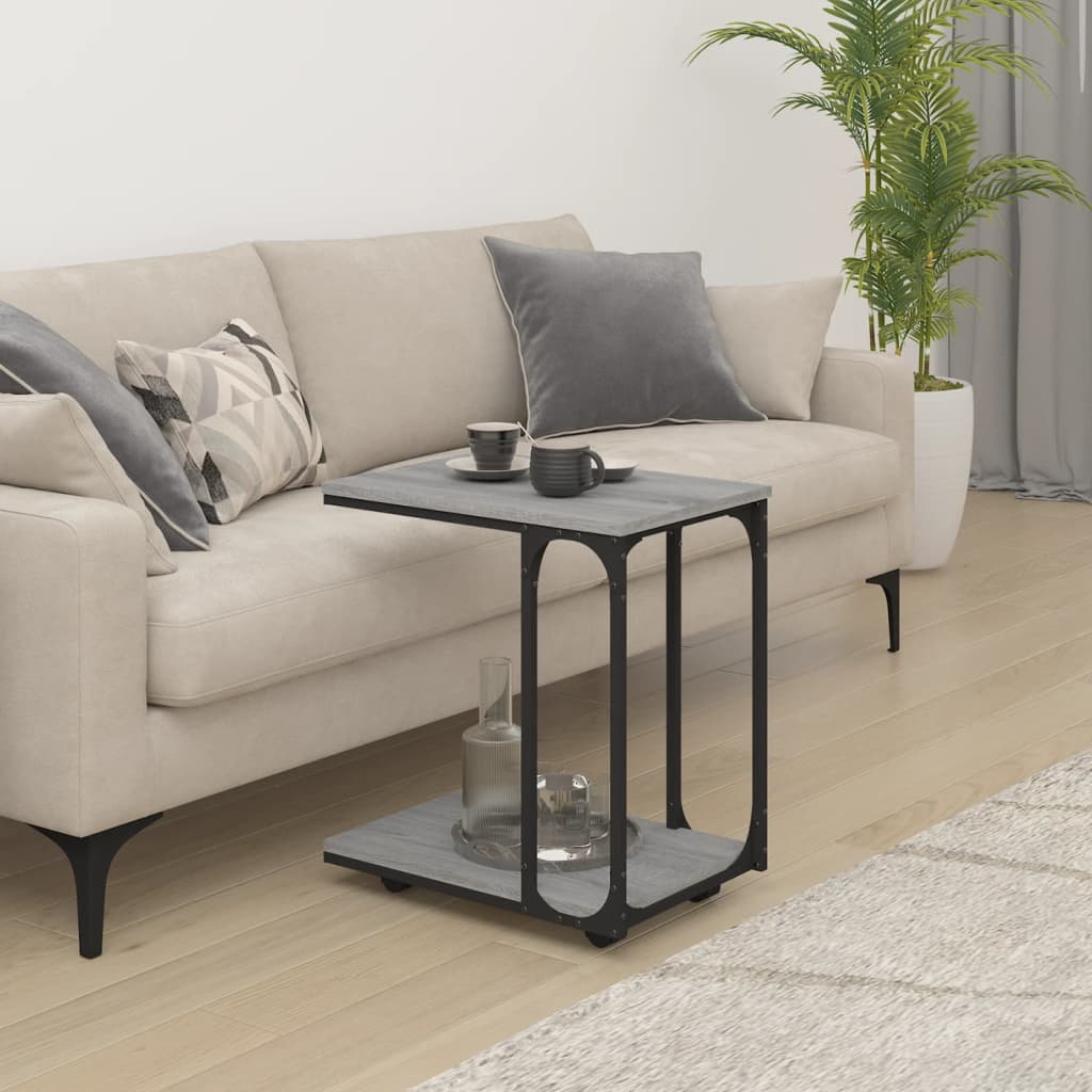 vidaXL Masă laterală cu roți, gri sonoma 50x35x55,5 cm lemn prelucrat vidaXL Masă laterală cu roți, gri sonoma 50x35x55,5 cm lemn prelucrat
