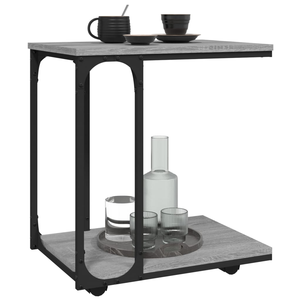 vidaXL Masă laterală cu roți, gri sonoma 50x35x55,5 cm lemn prelucrat vidaXL Masă laterală cu roți, gri sonoma 50x35x55,5 cm lemn prelucrat