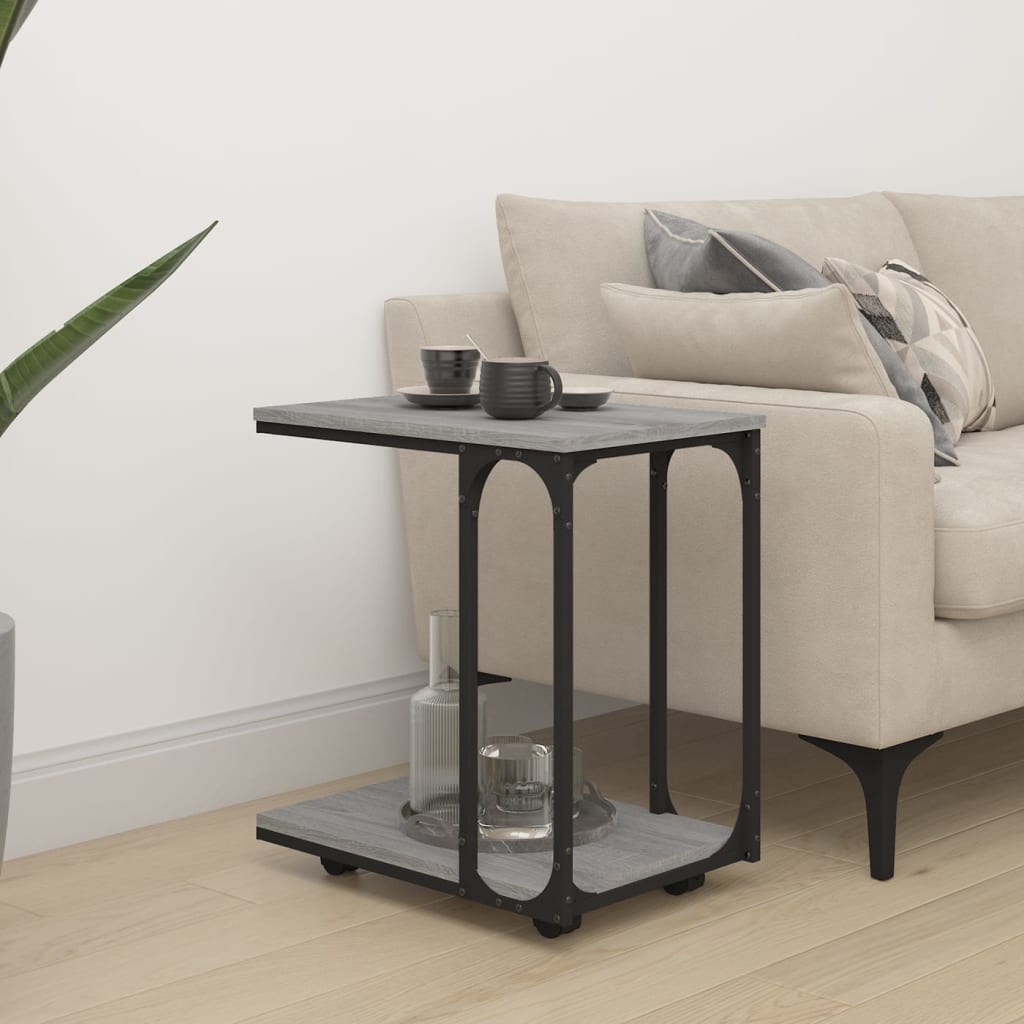 vidaXL Masă laterală cu roți, gri sonoma 50x35x55,5 cm lemn prelucrat vidaXL Masă laterală cu roți, gri sonoma 50x35x55,5 cm lemn prelucrat