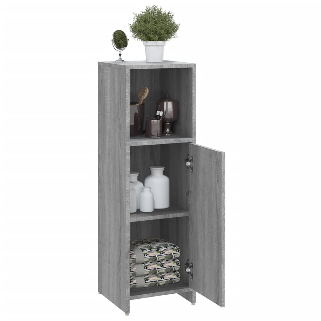 vidaXL Dulap de baie, gri sonoma, 30x30x95 cm, lemn prelucrat