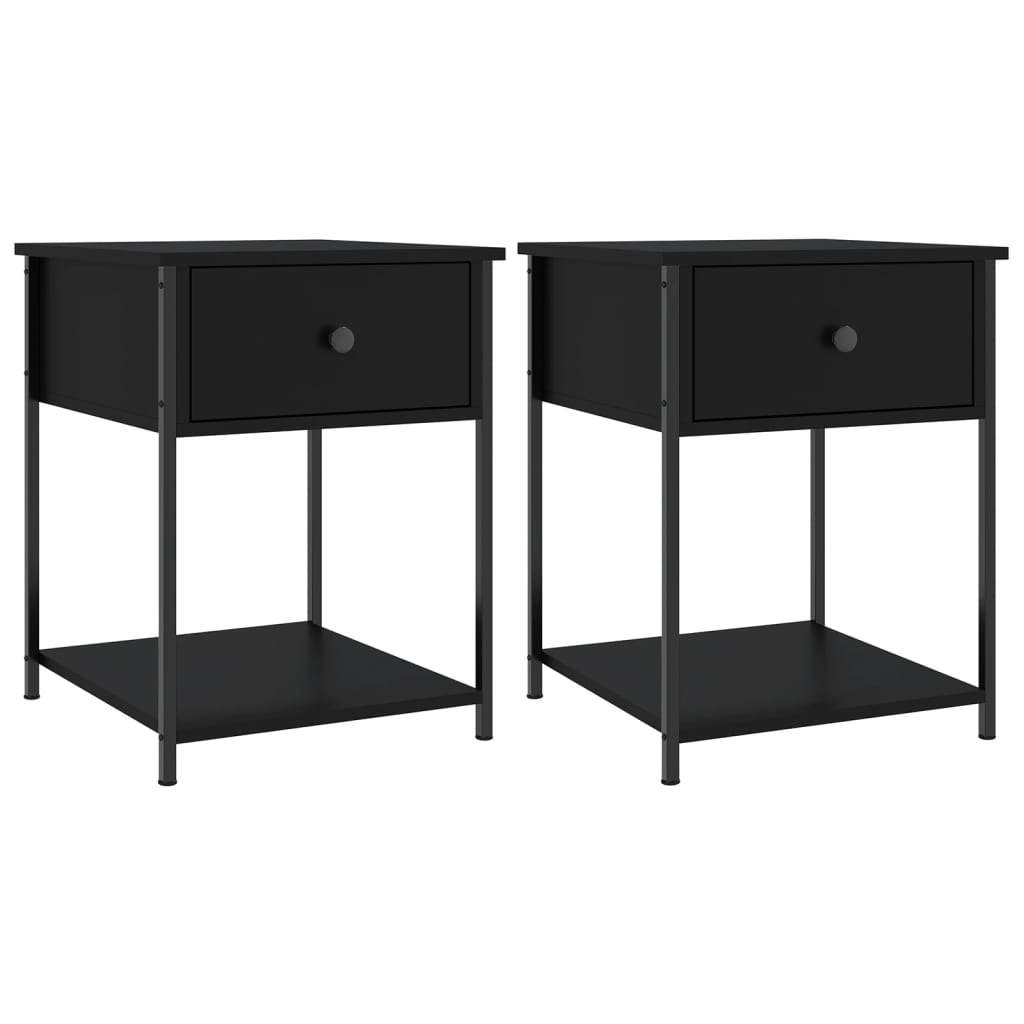 vidaXL Noptiere, 2 buc., negru, 44x45x58 cm, lemn compozit