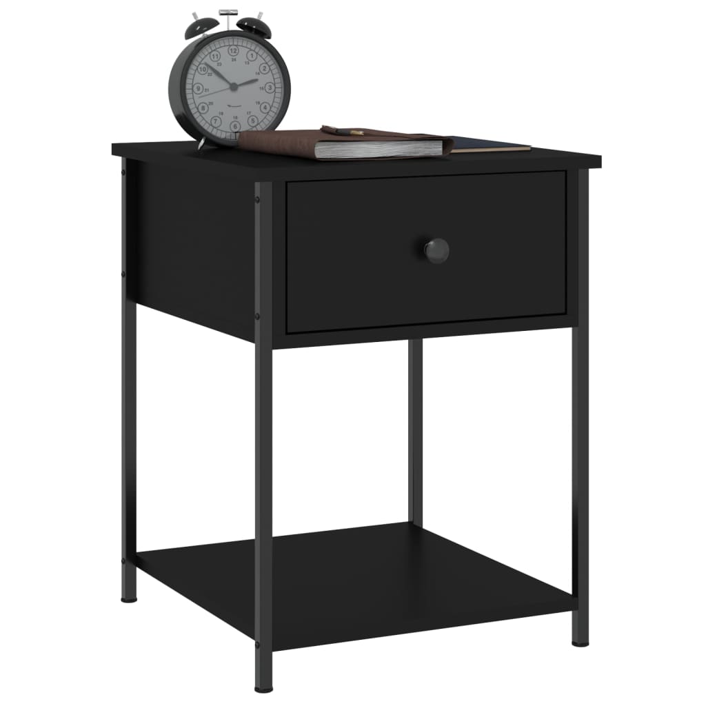 vidaXL Noptiere, 2 buc., negru, 44x45x58 cm, lemn compozit