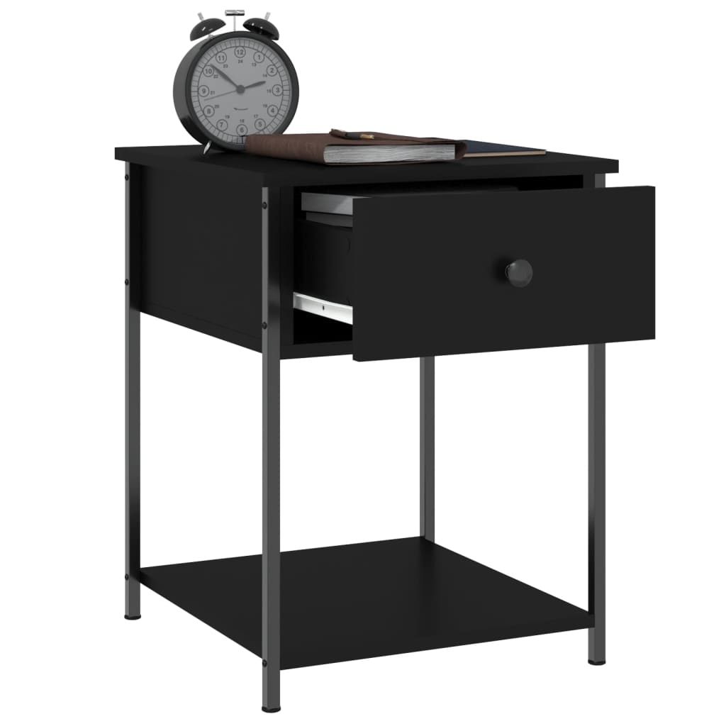 vidaXL Noptiere, 2 buc., negru, 44x45x58 cm, lemn compozit