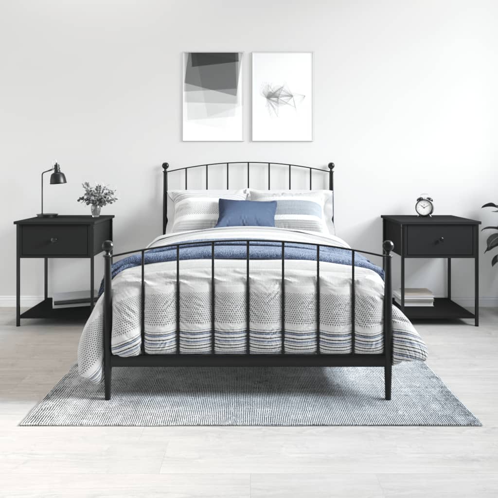 vidaXL Noptiere, 2 buc., negru, 44x45x58 cm, lemn compozit