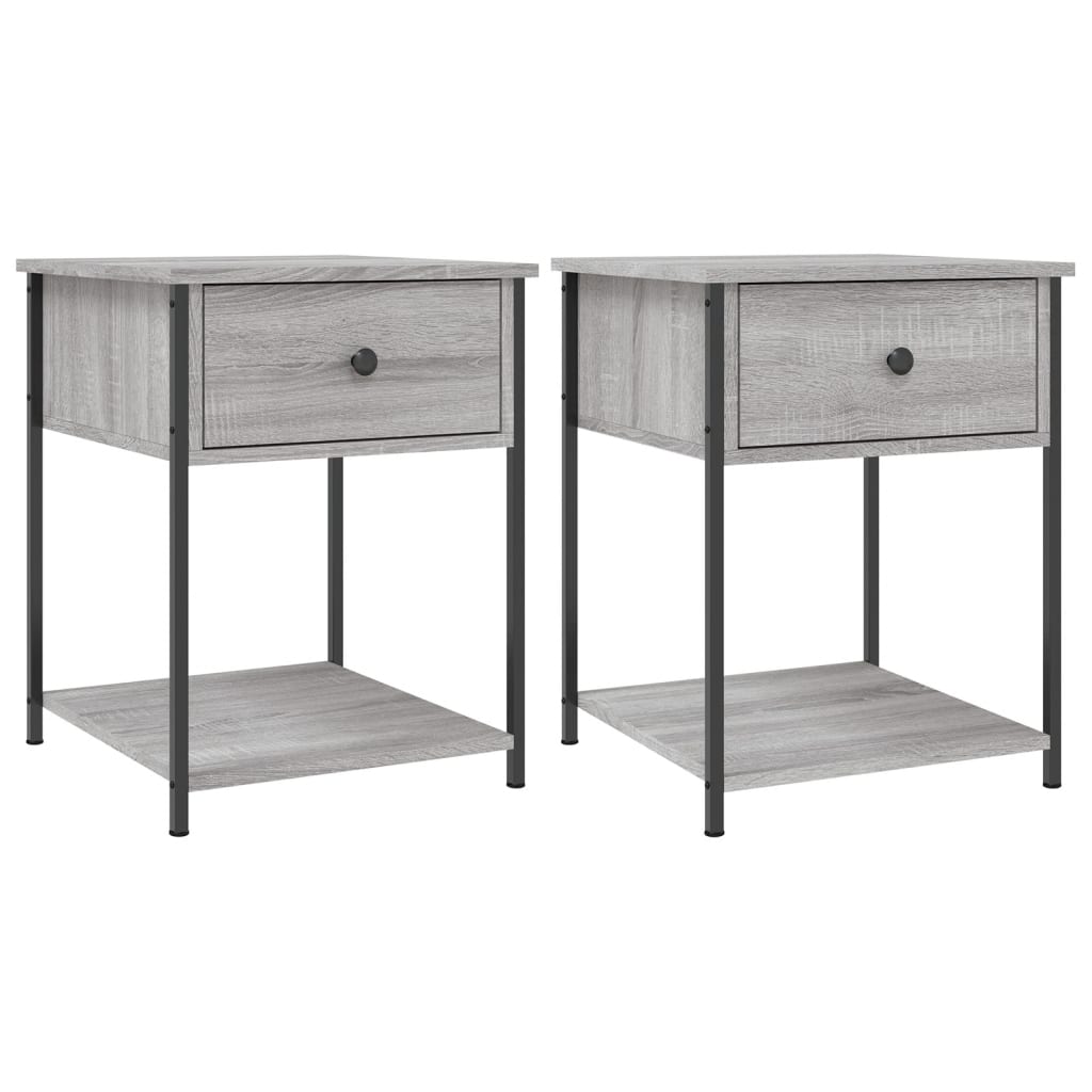 vidaXL Noptiere, 2 buc., gri sonoma, 44x45x58 cm, lemn prelucrat vidaXL Noptiere, 2 buc., gri sonoma, 44x45x58 cm, lemn prelucrat