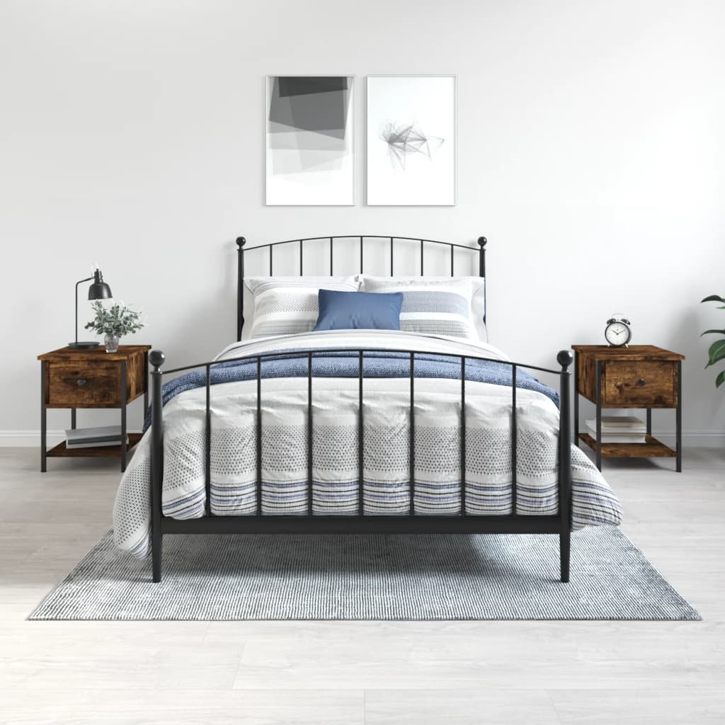 vidaXL Noptiere, 2 buc., stejar fumuriu, 34x35,5x45 cm, lemn compozit