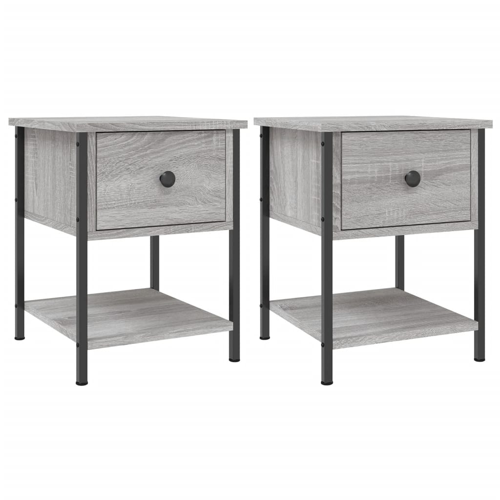 vidaXL Noptiere, 2 buc., gri sonoma, 34x35,5x45 cm, lemn compozit vidaXL Noptiere, 2 buc., gri sonoma, 34x35,5x45 cm, lemn compozit